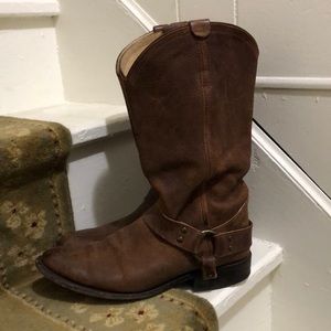 Women’s Frye Harness Brown Leather Boots